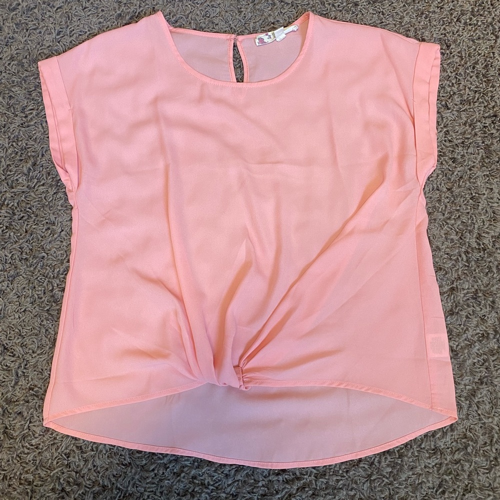 Hippie Rose Coral Tie Blouse L
